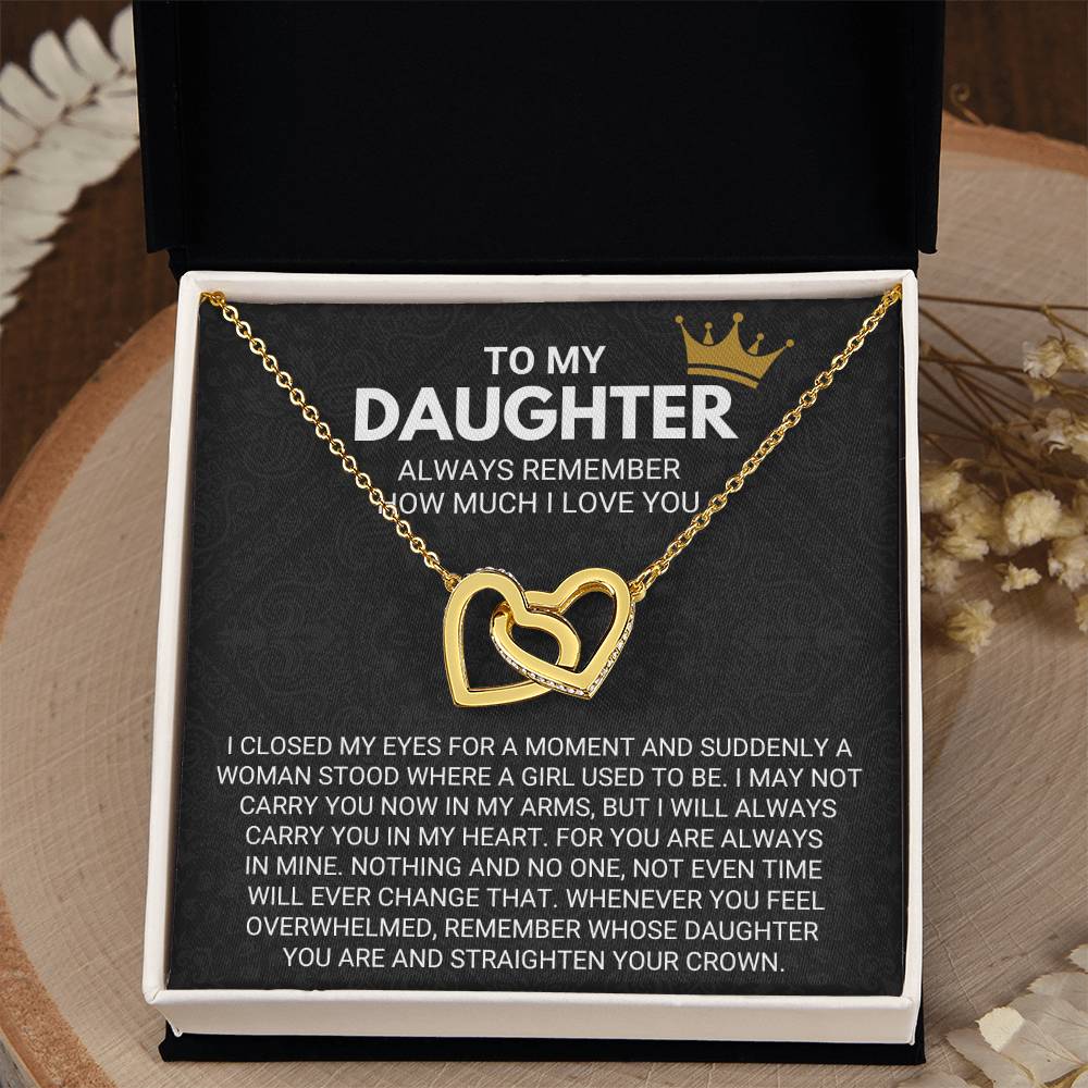 To My Daughter - Always Remember - Interlocking Hearts Necklace