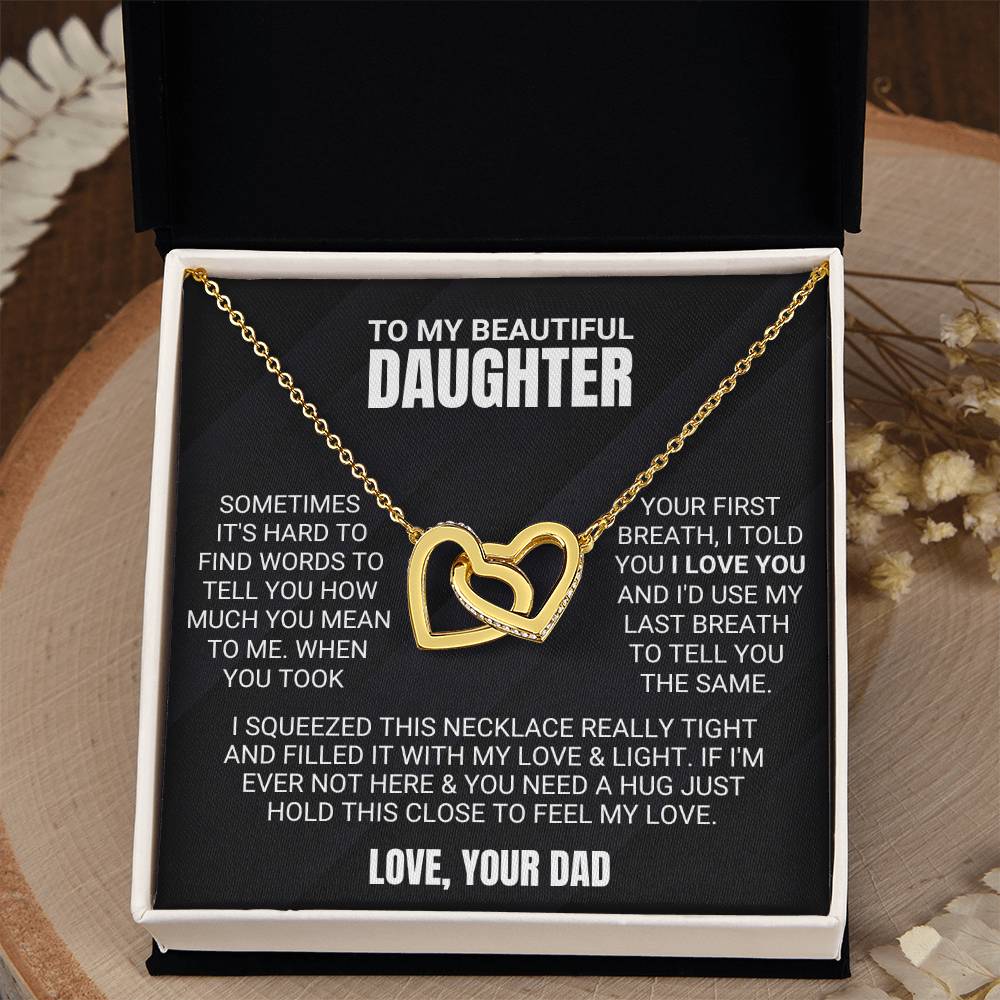 To My Beautiful Daughter - Love & Light - Interlocking Hearts Necklace