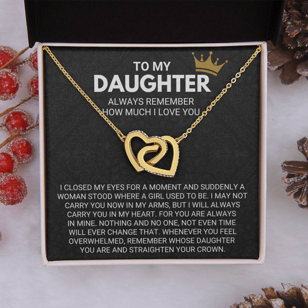 To My Daughter - Always Remember - Interlocking Hearts Necklace