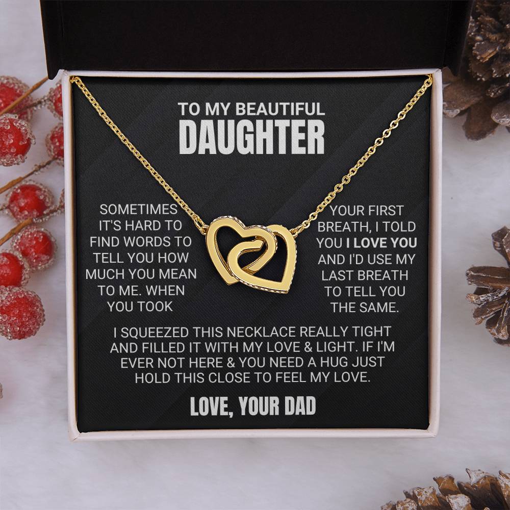 To My Beautiful Daughter - Love & Light - Interlocking Hearts Necklace