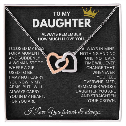 To My Daughter - In My Arms - Interlocking Hearts Necklace