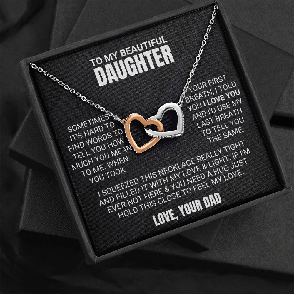 To My Beautiful Daughter - Love & Light - Interlocking Hearts Necklace