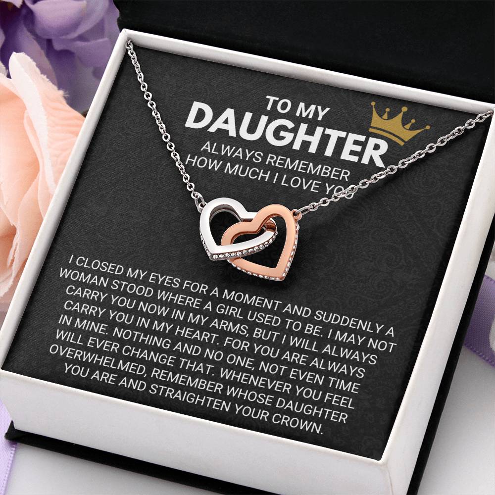 To My Daughter - Always Remember - Interlocking Hearts Necklace