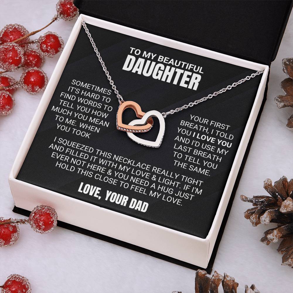 To My Beautiful Daughter - Love & Light - Interlocking Hearts Necklace