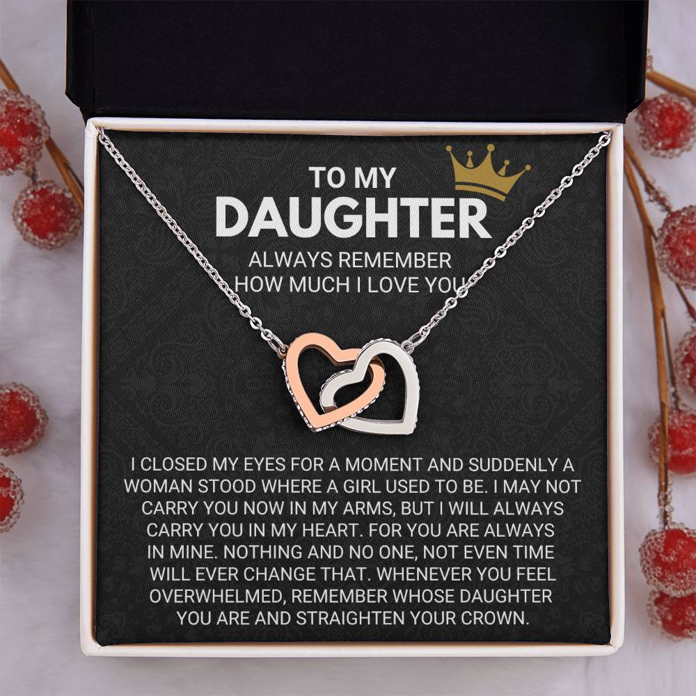 To My Daughter - Always Remember - Interlocking Hearts Necklace