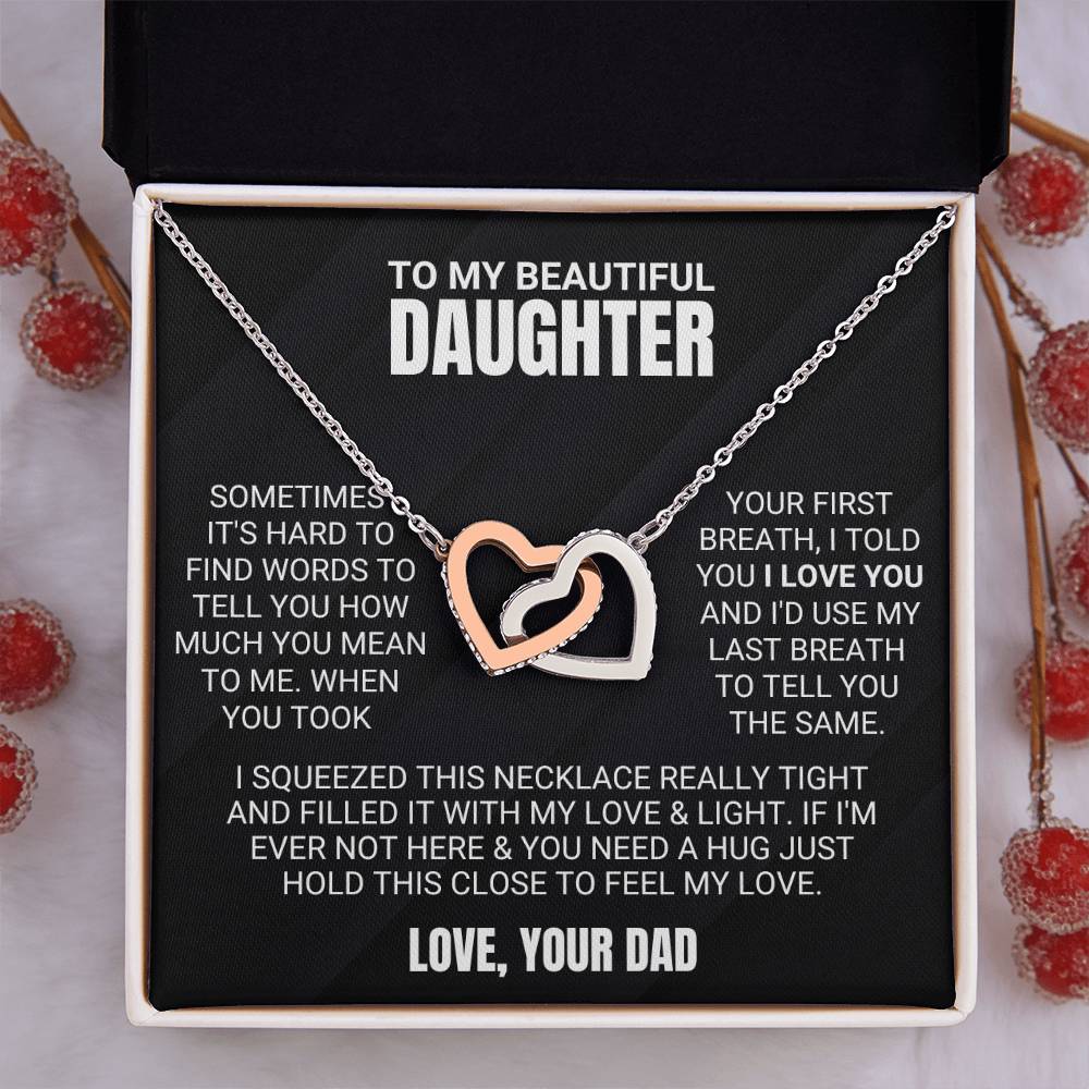 To My Beautiful Daughter - Love & Light - Interlocking Hearts Necklace