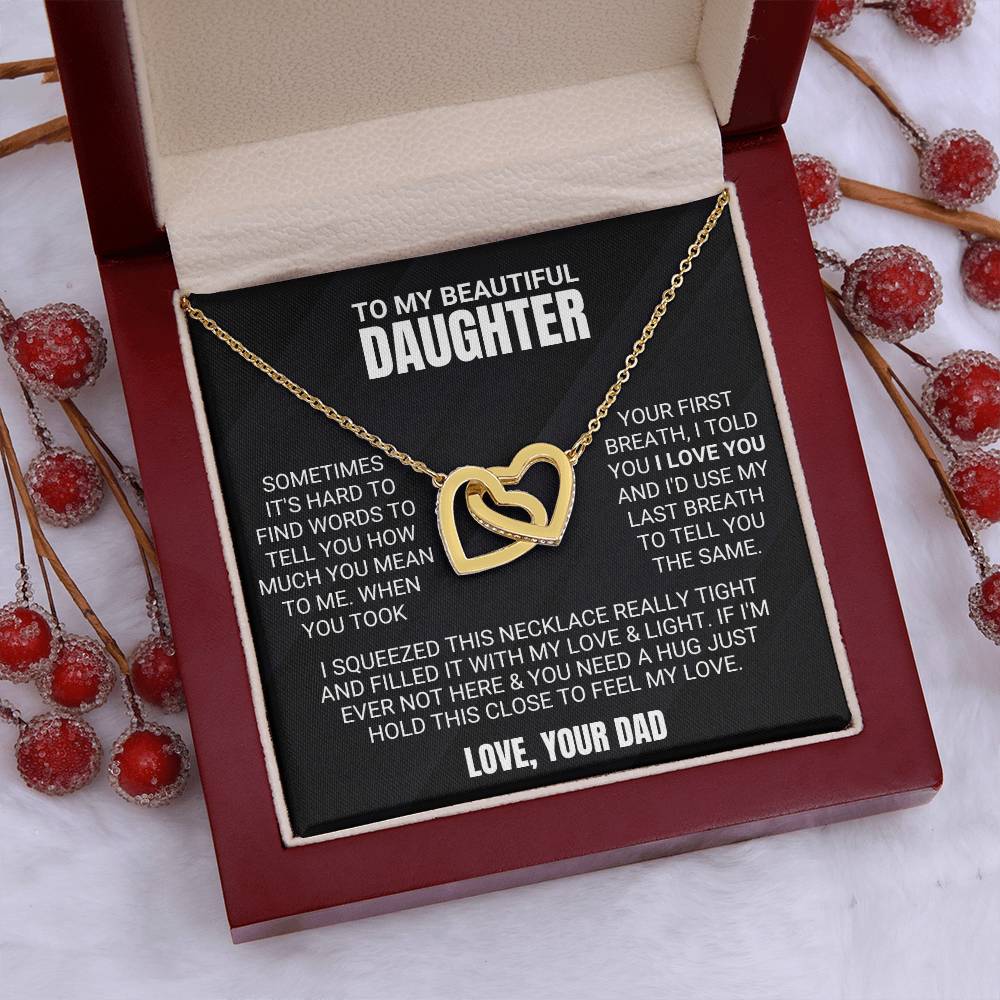 To My Beautiful Daughter - Love & Light - Interlocking Hearts Necklace