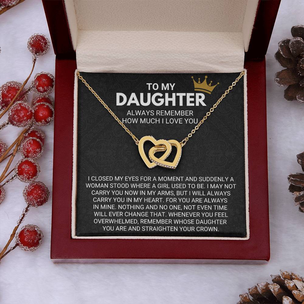 To My Daughter - Always Remember - Interlocking Hearts Necklace