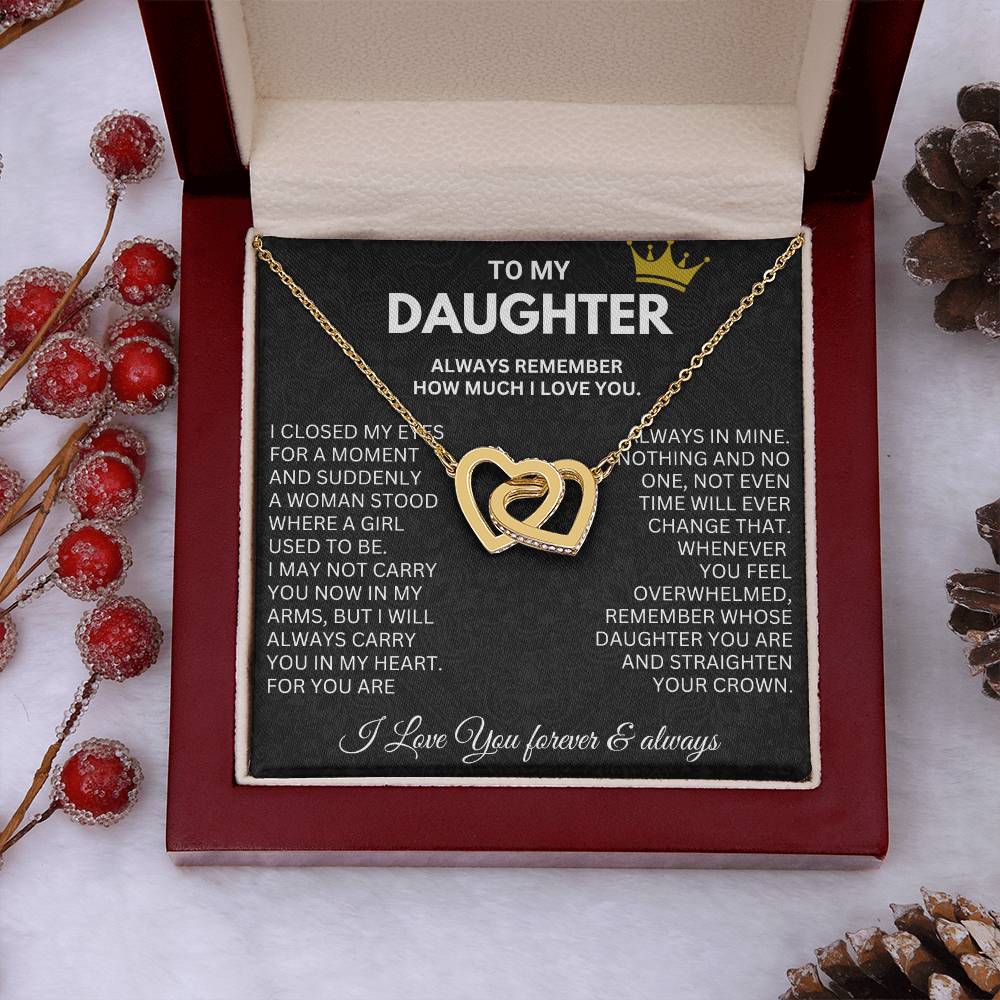 To My Daughter - In My Arms - Interlocking Hearts Necklace