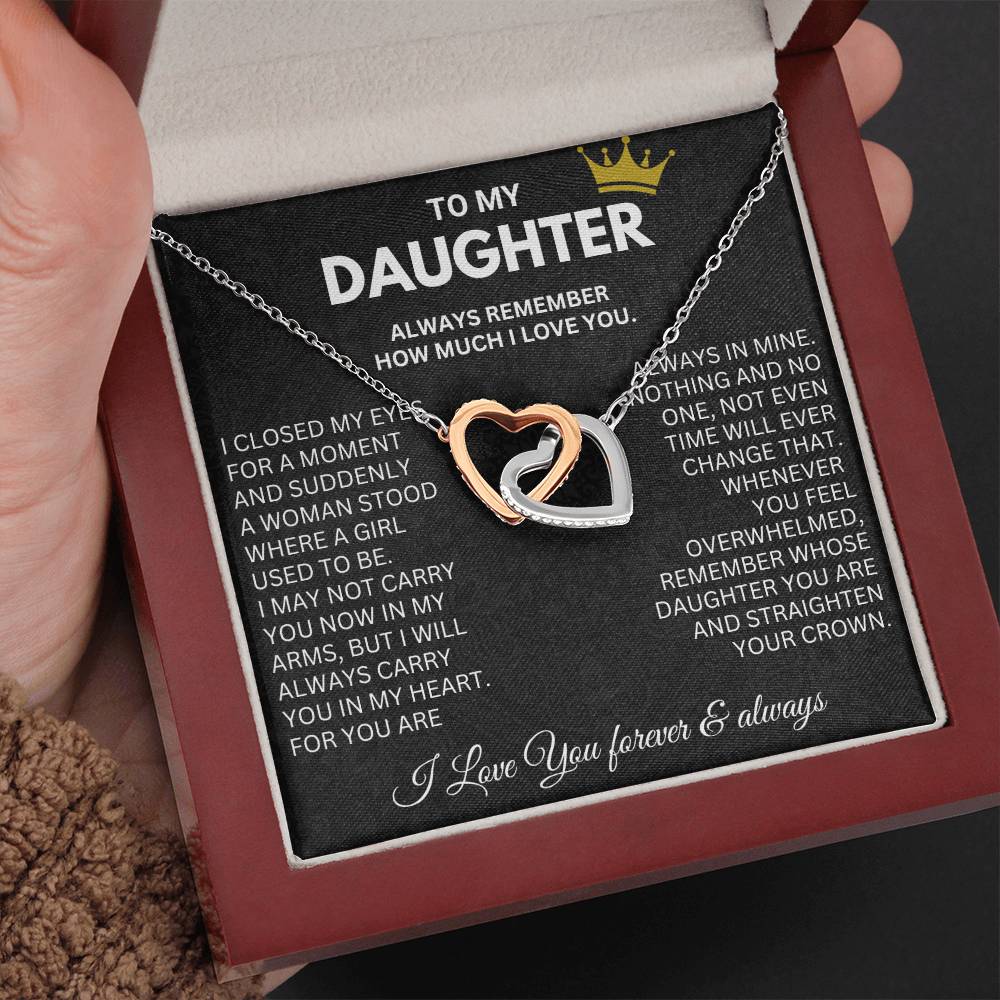 To My Daughter - In My Arms - Interlocking Hearts Necklace