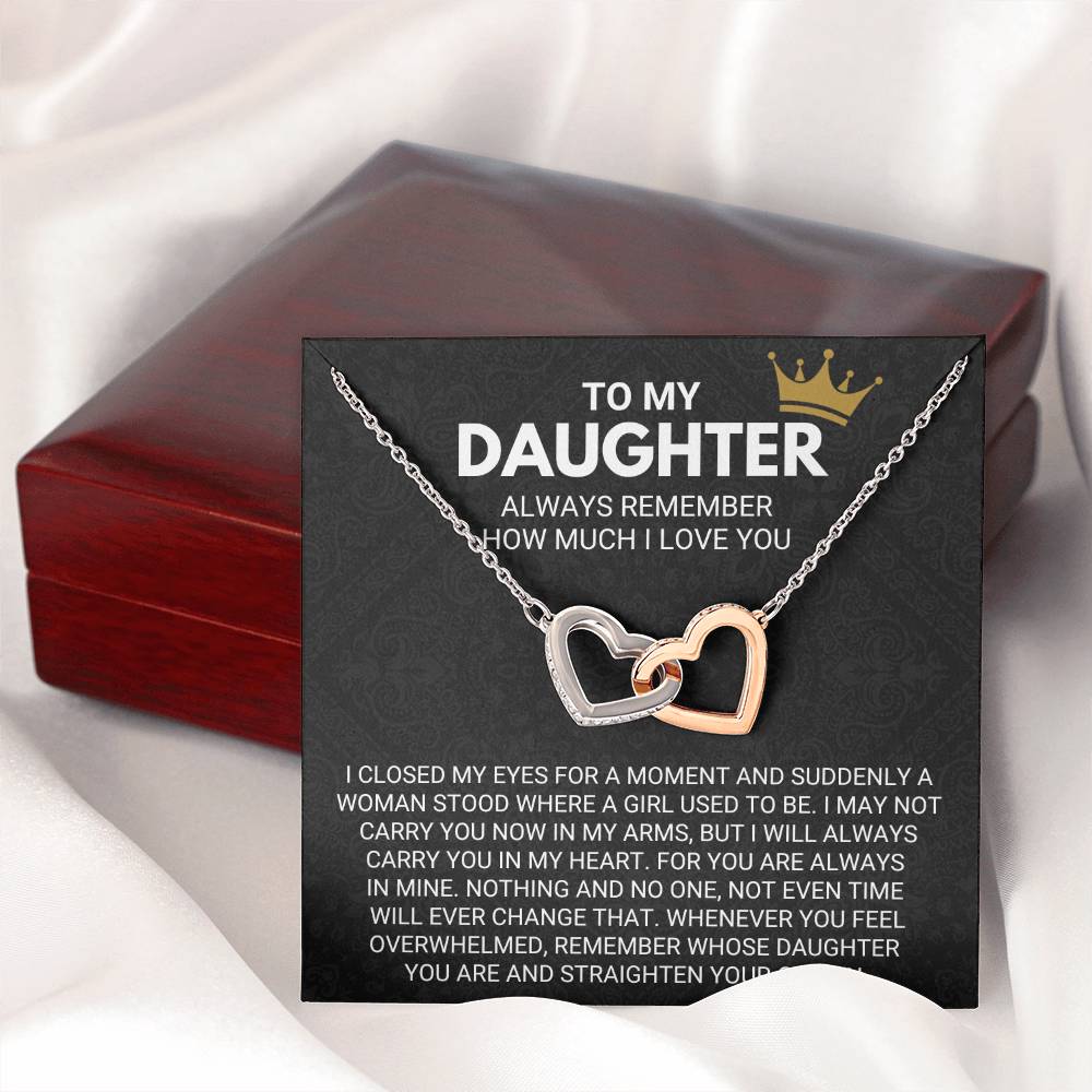 To My Daughter - Always Remember - Interlocking Hearts Necklace