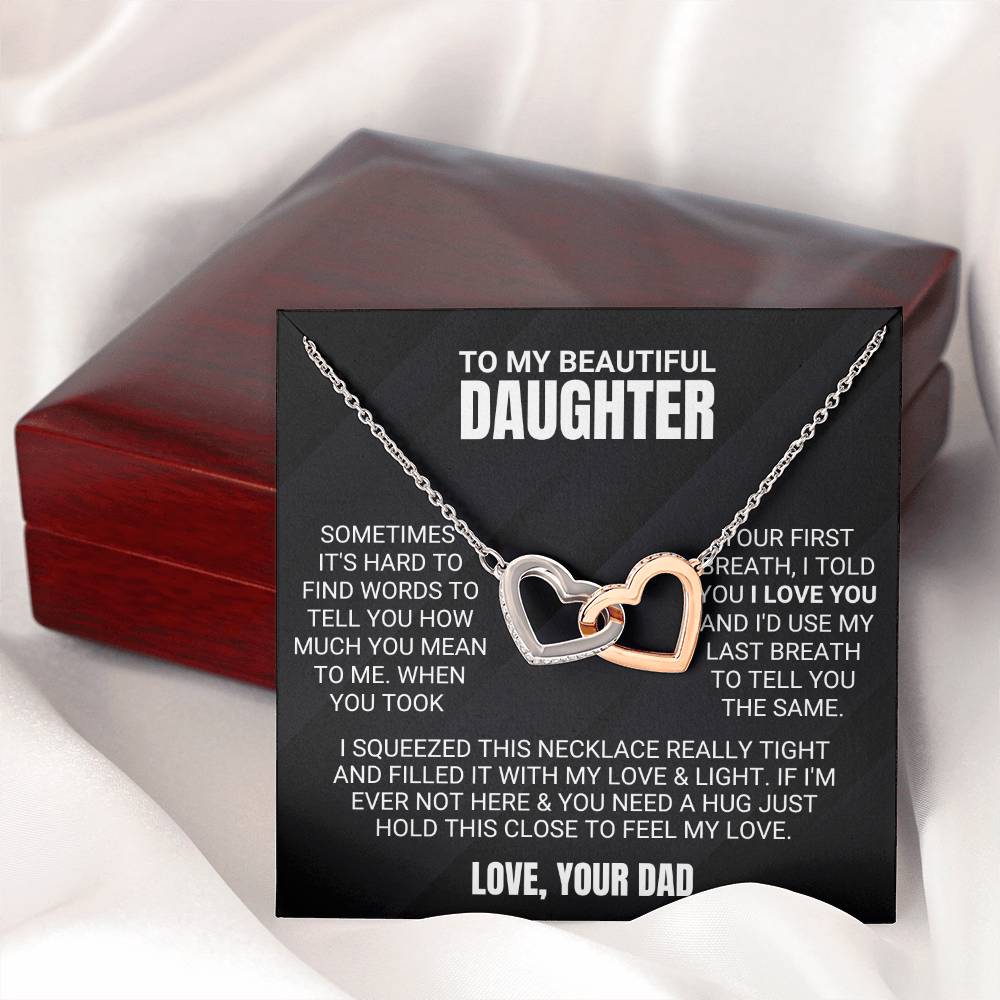 To My Beautiful Daughter - Love & Light - Interlocking Hearts Necklace