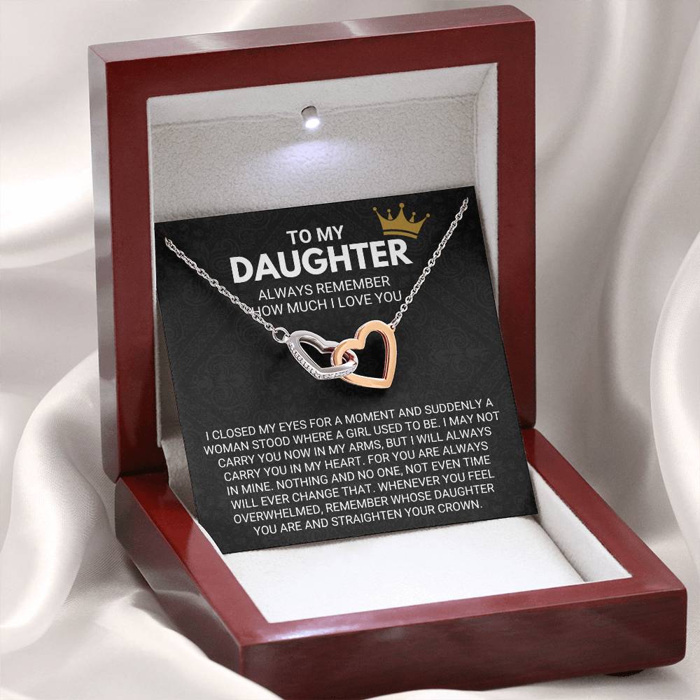 To My Daughter - Always Remember - Interlocking Hearts Necklace