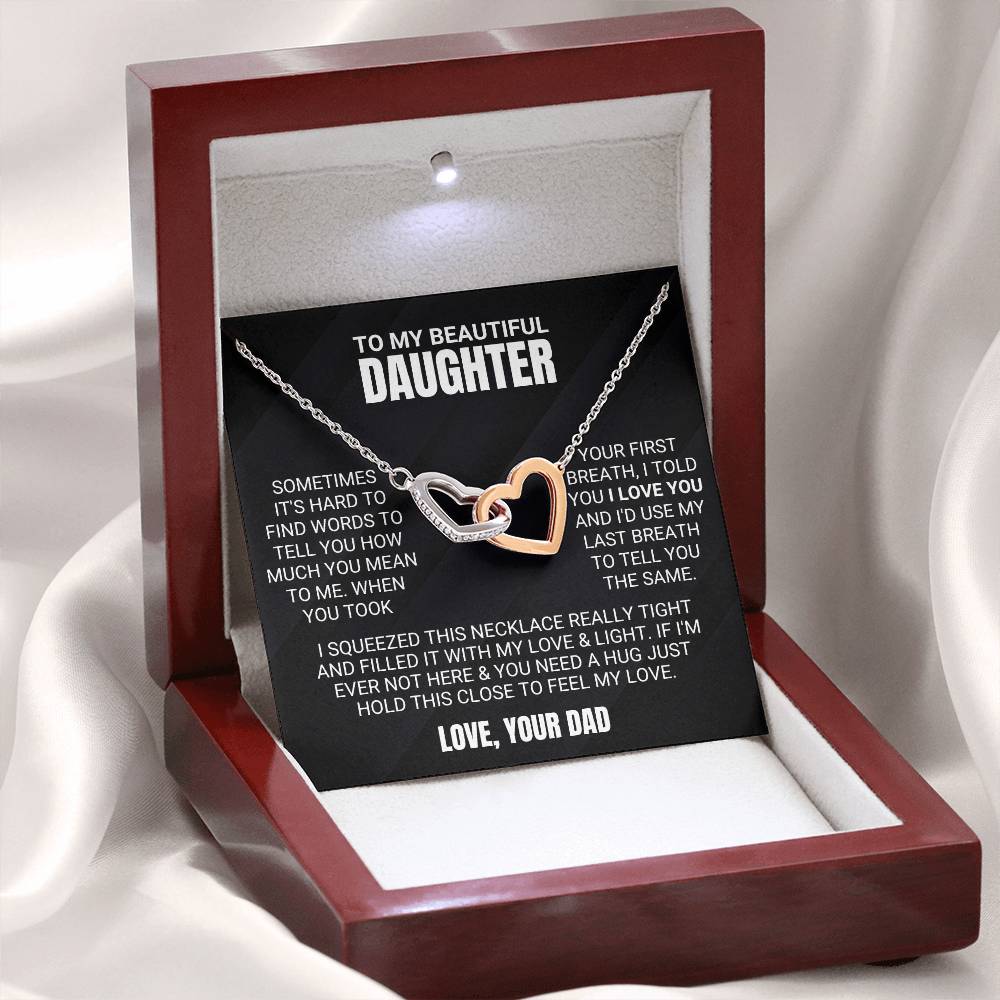 To My Beautiful Daughter - Love & Light - Interlocking Hearts Necklace