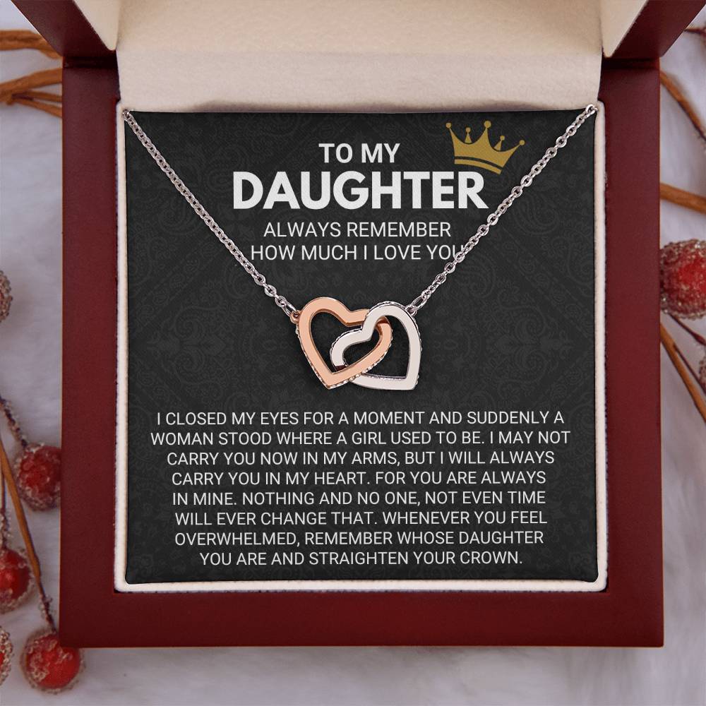 To My Daughter - Always Remember - Interlocking Hearts Necklace