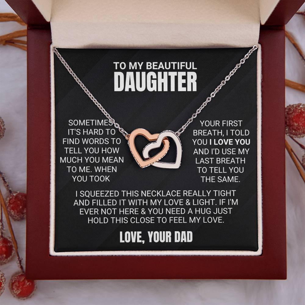 To My Beautiful Daughter - Love & Light - Interlocking Hearts Necklace